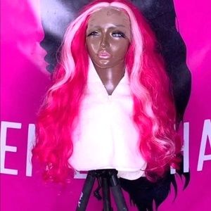 26inch Pink Skunk Patch Style High Quality Synthetic Lace Frontal Hair Wig